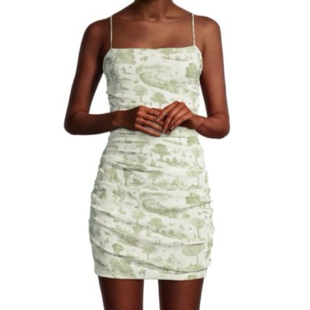 WEWOREWHAT Ronnie Ruched Graphic Print Mini Dress